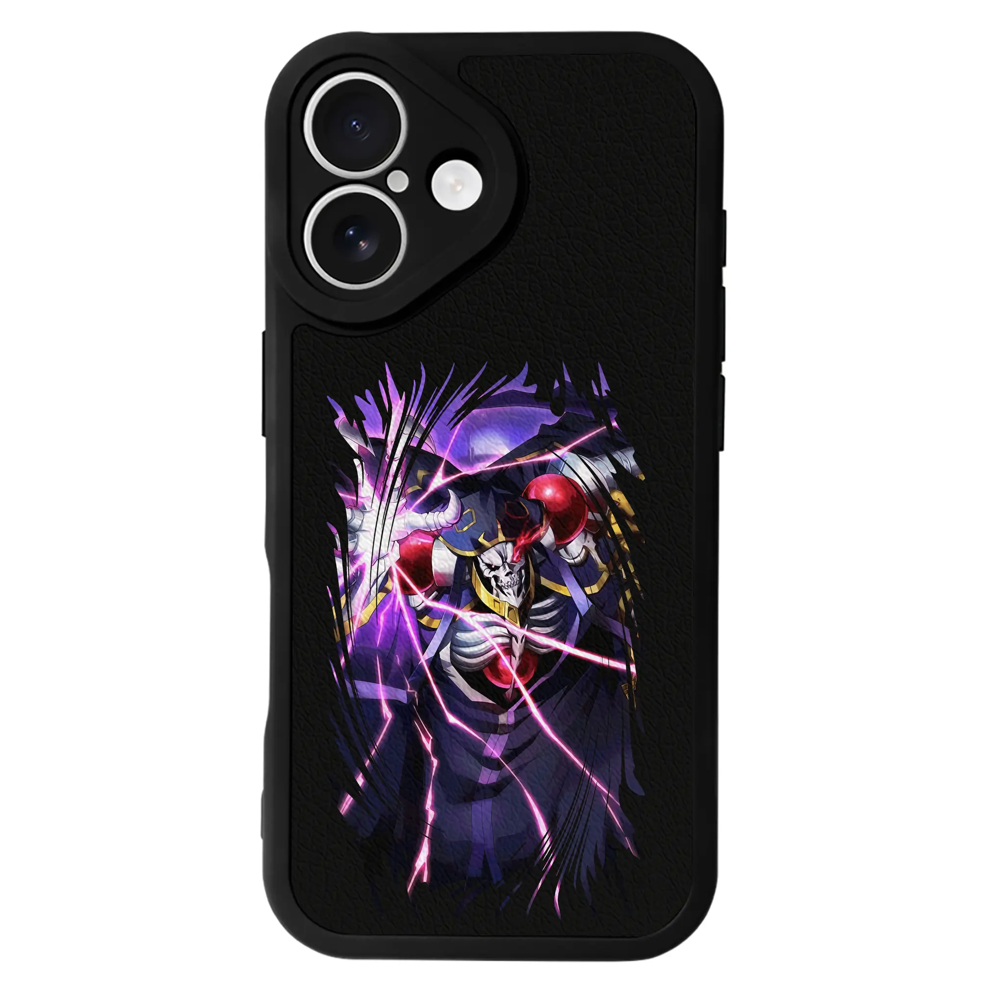 オーバーロード グッズ アインズ・ウール・ゴウン - IPhone 16シリーズ対応 ・ シリコンスマホケース ・ レザー調 ・ 高精度フィット ・ 耐衝撃 ・ ワイヤレス充電対応 ・ 精密カット